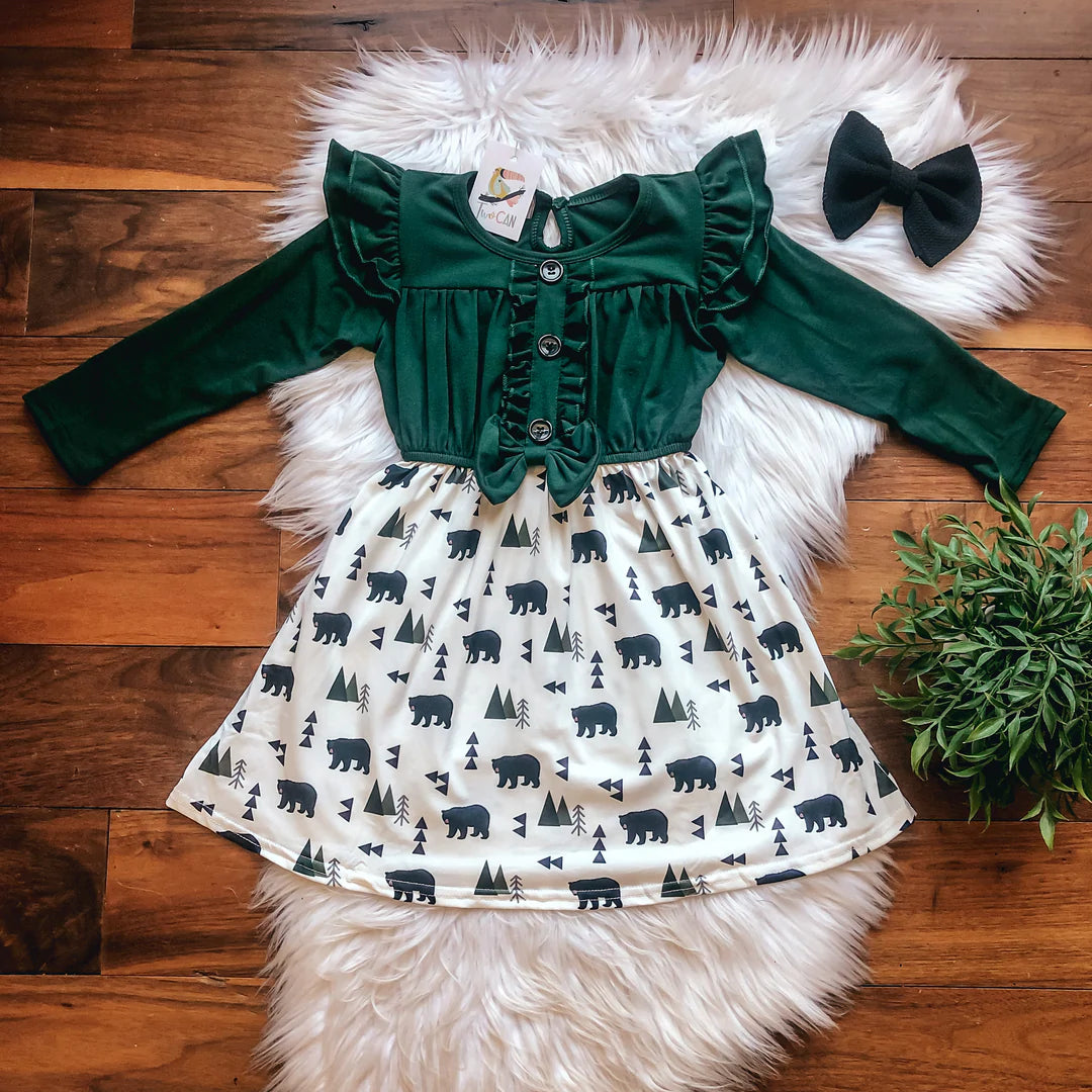 Green Bear Ruffle Dress